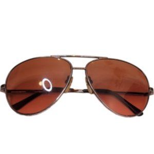 Vintage Men's Brown Metal Frame Synthetic Lens Aviator Sunglasses